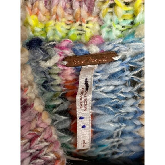 Free People Burst Your Bubble Turtleneck Knit Sweater Confetti Size S NEW Ruffle - Picture 7 of 7